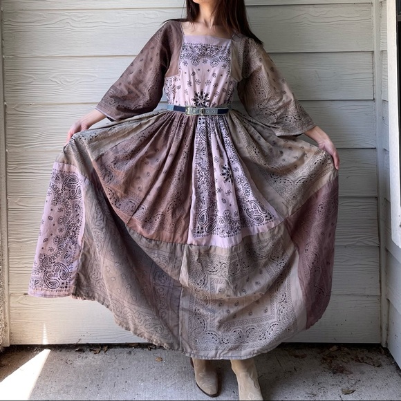 Handmade Bandana Dress SKU 02858 Muddy Earthy Maxi - Picture 9 of 16